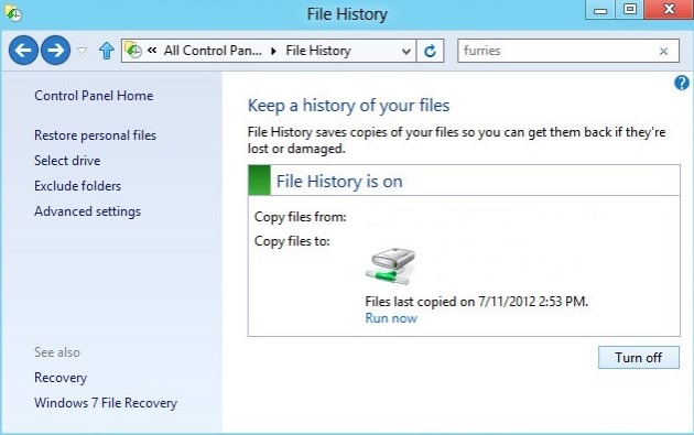 file history folder windows 10